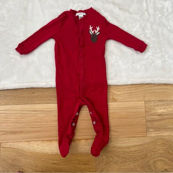 Pottery Barn Kids Other - Pottery barn kids PBK Christmas outfit footie pajamas deer red snap